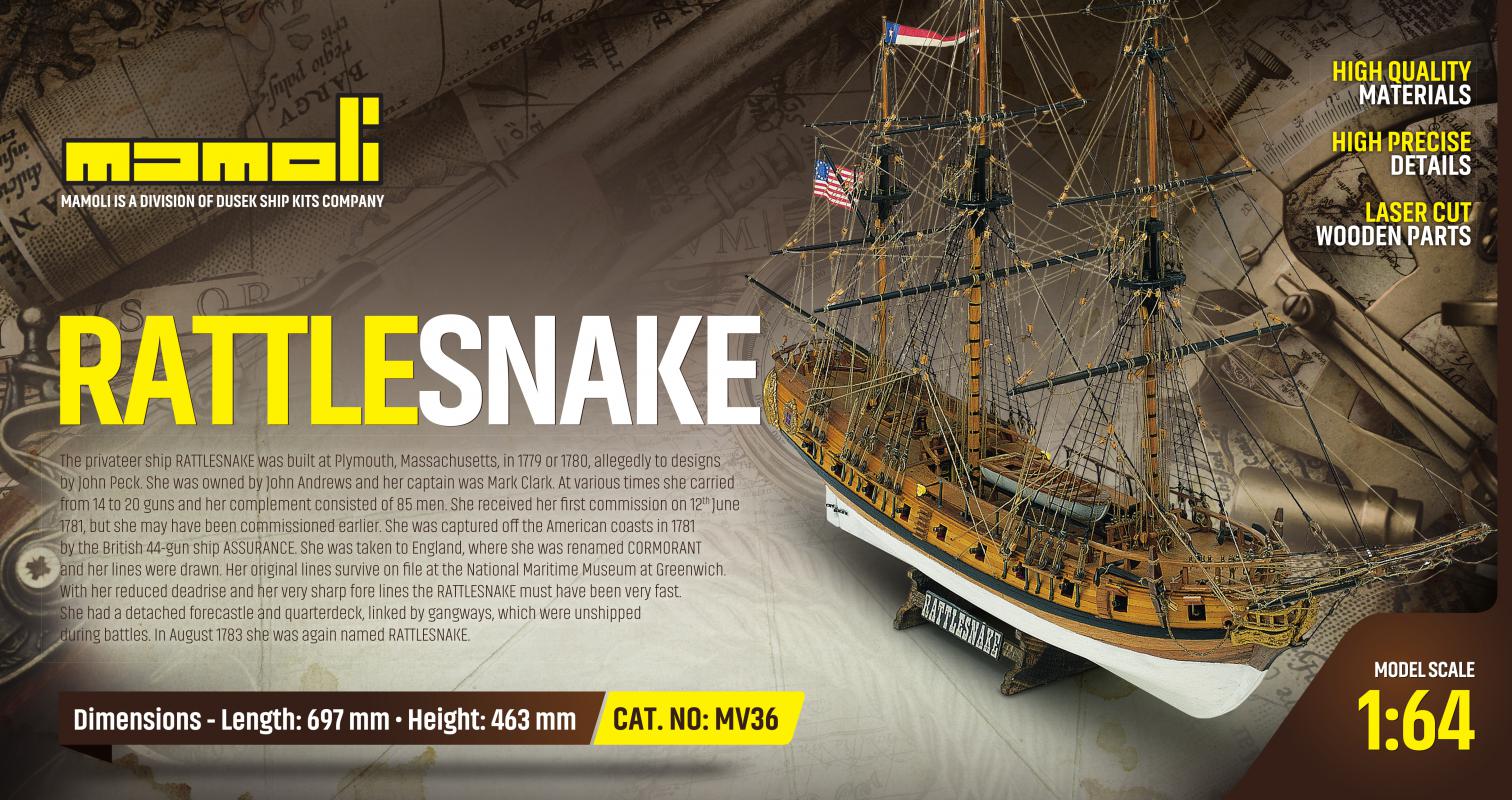 Dusek MV36 Rattlesnake wooden model kit scale 1:64 